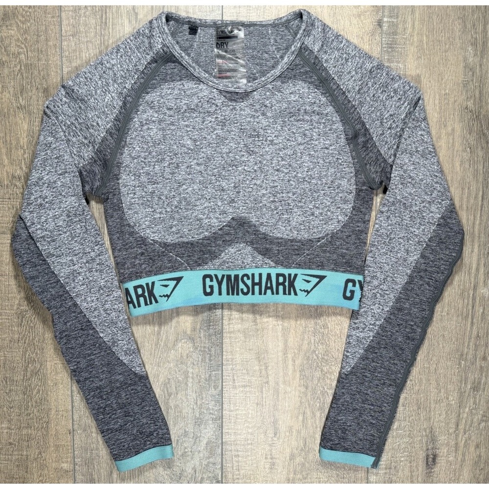Auth Gymshark Flex Long Sleeve Crop Top Shirt Seamless Flex Mint Womens Small